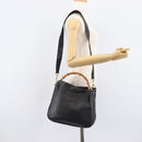GUCCI Bamboo Hand Bag Leather 2way Black Gold 001 2113 1638 Auth ar14383-24
