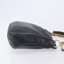 GUCCI Bamboo Hand Bag Leather 2way Black Gold 001 2113 1638 Auth ar14383-4