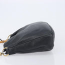GUCCI Bamboo Hand Bag Leather 2way Black Gold 001 2113 1638 Auth ar14383-5