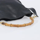 GUCCI Bamboo Hand Bag Leather 2way Black Gold 001 2113 1638 Auth ar14383-7