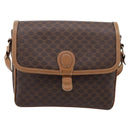 CELINE Macadam Canvas Shoulder Bag PVC Leather Brown Gold Auth ar14395-2