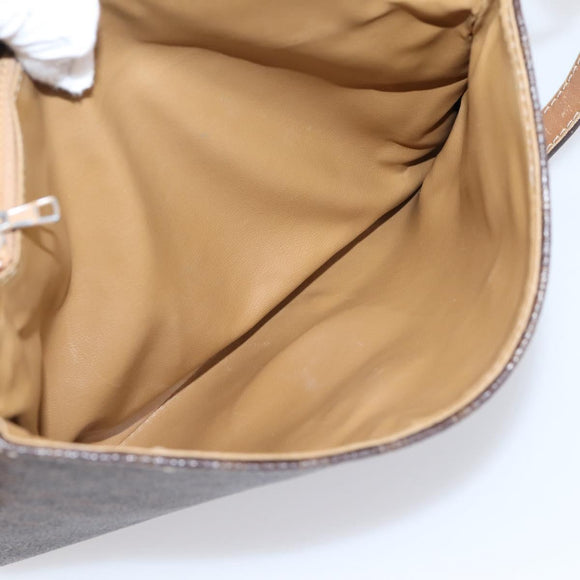 CELINE Macadam Canvas Shoulder Bag PVC Leather Brown Gold Auth ar14395