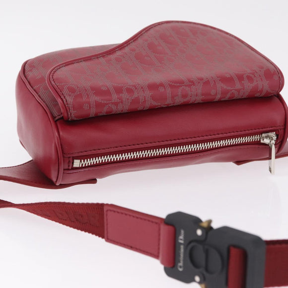 Christian Dior Trotter Canvas Oblique Saddle Belt Bag Leather Auth ar14406SAM
