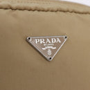 PRADA Pouch Nylon Beige Silver Auth ar14414-14