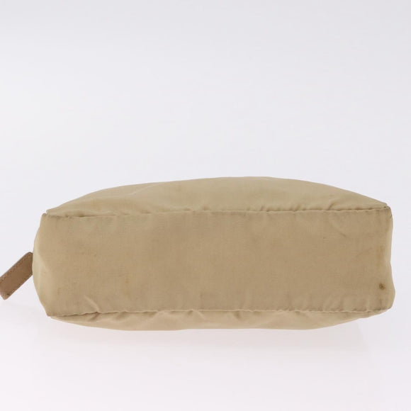 PRADA Pouch Nylon Beige Silver Auth ar14414