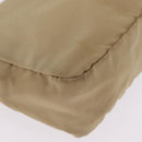 PRADA Pouch Nylon Beige Silver Auth ar14414-9