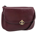 CELINE Shoulder Bag Leather Bordeaux Gold Auth ar14416-1