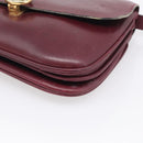 CELINE Shoulder Bag Leather Bordeaux Gold Auth ar14416-10