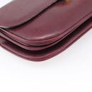 CELINE Shoulder Bag Leather Bordeaux Gold Auth ar14416-11