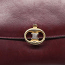 CELINE Shoulder Bag Leather Bordeaux Gold Auth ar14416-14
