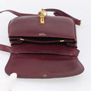 CELINE Shoulder Bag Leather Bordeaux Gold Auth ar14416-15