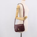 CELINE Shoulder Bag Leather Bordeaux Gold Auth ar14416-21