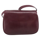 CELINE Shoulder Bag Leather Bordeaux Gold Auth ar14416-3