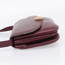 CELINE Shoulder Bag Leather Bordeaux Gold Auth ar14416-4