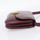 CELINE Shoulder Bag Leather Bordeaux Gold Auth ar14416-5