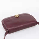 CELINE Shoulder Bag Leather Bordeaux Gold Auth ar14416-6