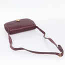 CELINE Shoulder Bag Leather Bordeaux Gold Auth ar14416-7