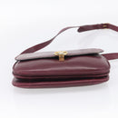 CELINE Shoulder Bag Leather Bordeaux Gold Auth ar14416-9