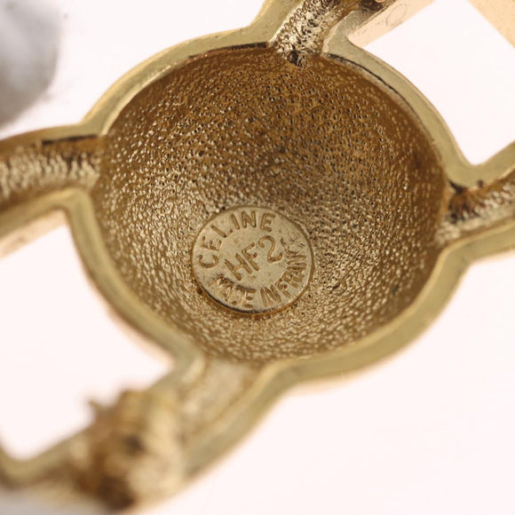CELINE Brooch Metal Gold Auth ar14423