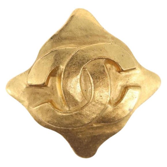 CHANEL Earring Metal Gold CC Auth ar14430