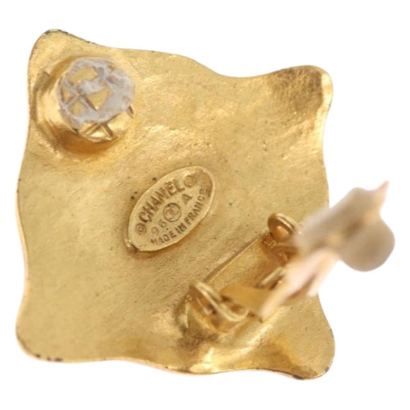 CHANEL Earring Metal Gold CC Auth ar14430