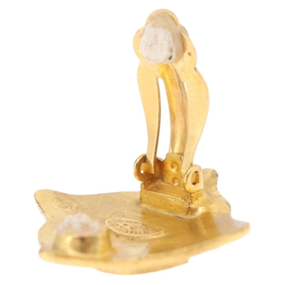 CHANEL Earring Metal Gold CC Auth ar14430
