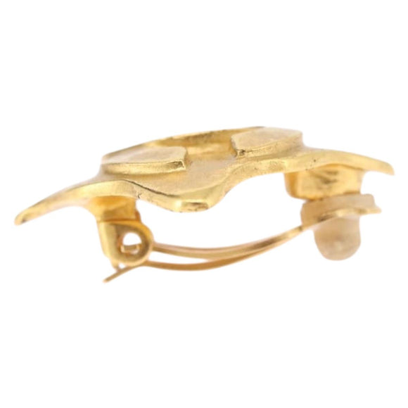 CHANEL Earring Metal Gold CC Auth ar14430