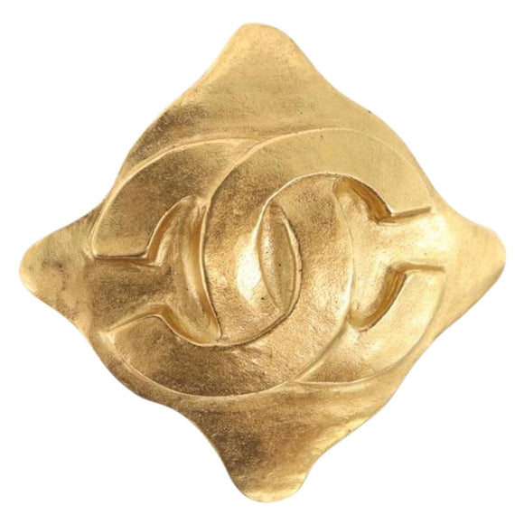 CHANEL Earring Metal Gold CC Auth ar14430