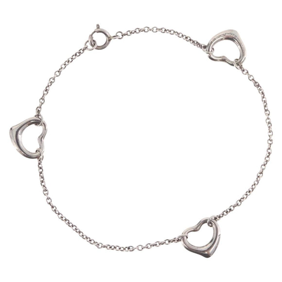 Tiffany & Co. Triple Open Heart Bracelet Ag925 Silver Auth ar14431M