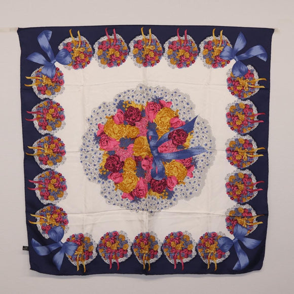Saint Laurent Christian Dior LOUIS VUITTON Scarf Silk 3 Set Blue Auth ar14441