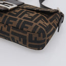 FENDI Zucca Canvas Mamma Baguette Shoulder Bag Brown Black Auth ar14443V-10