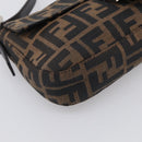 FENDI Zucca Canvas Mamma Baguette Shoulder Bag Brown Black Auth ar14443V-11
