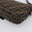 FENDI Zucca Canvas Mamma Baguette Shoulder Bag Brown Black Auth ar14443V-12