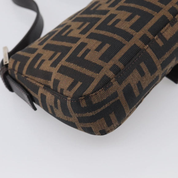 FENDI Zucca Canvas Mamma Baguette Shoulder Bag Brown Black Auth ar14443V