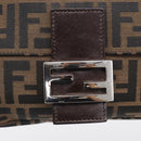 FENDI Zucca Canvas Mamma Baguette Shoulder Bag Brown Black Auth ar14443V-15