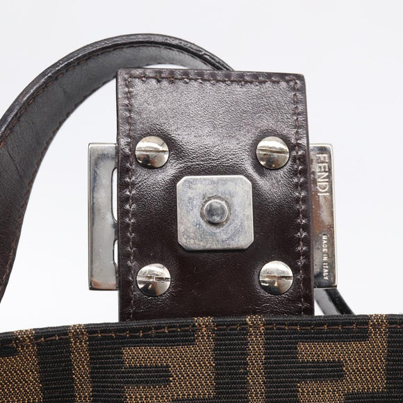 FENDI Zucca Canvas Mamma Baguette Shoulder Bag Brown Black Auth ar14443V