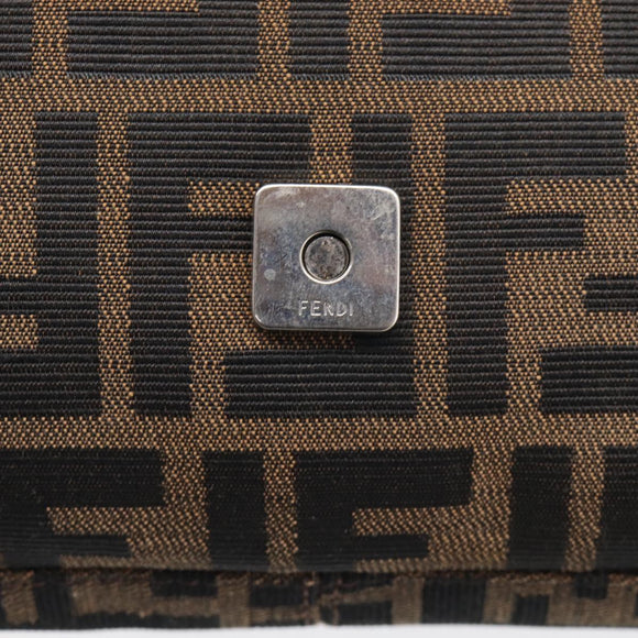 FENDI Zucca Canvas Mamma Baguette Shoulder Bag Brown Black Auth ar14443V