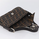 FENDI Zucca Canvas Mamma Baguette Shoulder Bag Brown Black Auth ar14443V-18