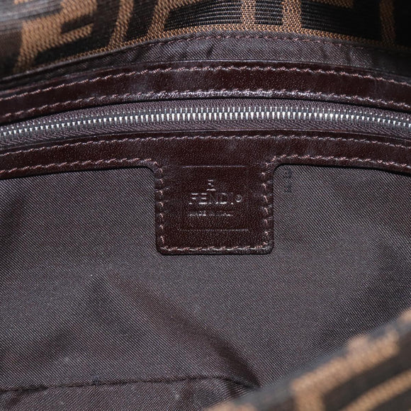FENDI Zucca Canvas Mamma Baguette Shoulder Bag Brown Black Auth ar14443V