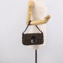 FENDI Zucca Canvas Mamma Baguette Shoulder Bag Brown Black Auth ar14443V-26