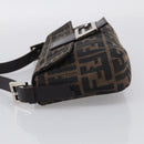 FENDI Zucca Canvas Mamma Baguette Shoulder Bag Brown Black Auth ar14443V-4