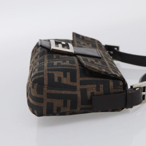 FENDI Zucca Canvas Mamma Baguette Shoulder Bag Brown Black Auth ar14443V