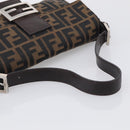 FENDI Zucca Canvas Mamma Baguette Shoulder Bag Brown Black Auth ar14443V-7