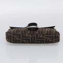 FENDI Zucca Canvas Mamma Baguette Shoulder Bag Brown Black Auth ar14443V-9
