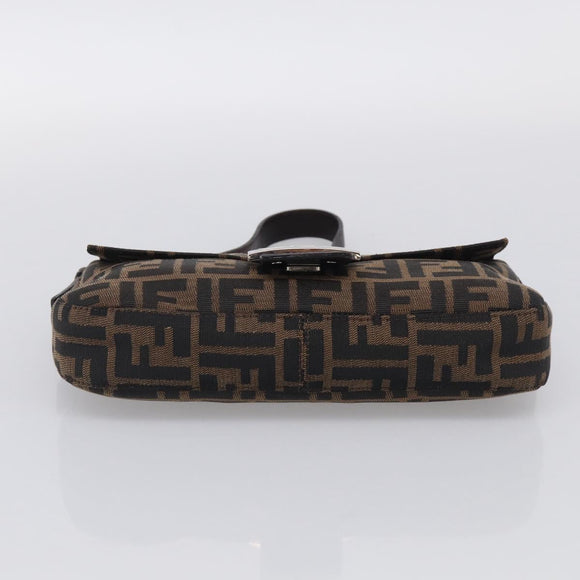 FENDI Zucca Canvas Mamma Baguette Shoulder Bag Brown Black Auth ar14443V