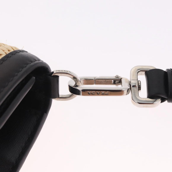 PRADA Studs Electra Shoulder Bag Raffia 2way Beige Silver Auth ar14444V