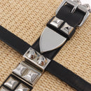 PRADA Studs Electra Shoulder Bag Raffia 2way Beige Silver Auth ar14444V-17