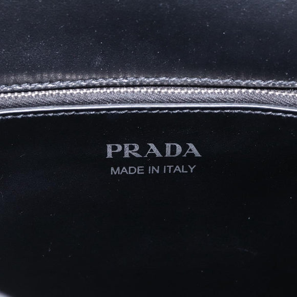 PRADA Studs Electra Shoulder Bag Raffia 2way Beige Silver Auth ar14444V