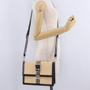 PRADA Studs Electra Shoulder Bag Raffia 2way Beige Silver Auth ar14444V-29
