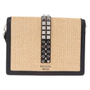 PRADA Studs Electra Shoulder Bag Raffia 2way Beige Silver Auth ar14444V-3